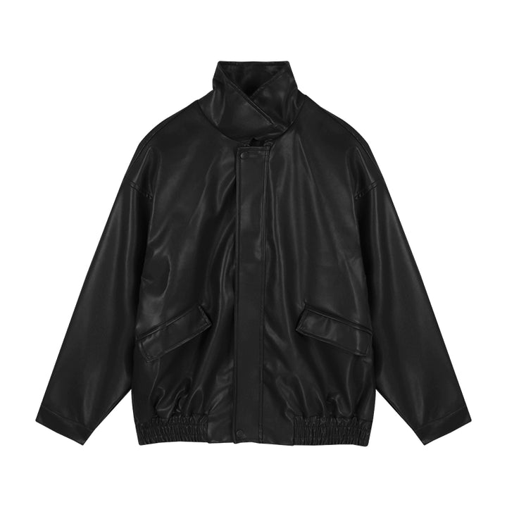 Vintage Brown PU Leather Jacket – Loose-Fit Motorcycle Style Outerwear (Available in 2 Colors)