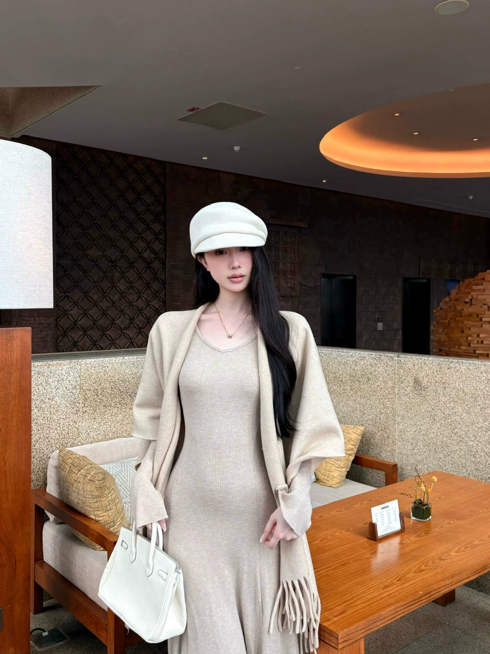 Knit Fringe Cardigan & Camisole Maxi Dress Set – Cozy Two-Piece Outfit (Available in 3 Colors)