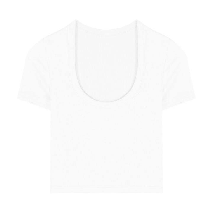 White Stretch Cotton Slim-Fit Short Sleeve Tee – Cropped Minimal Top (Available in 6 Colors)