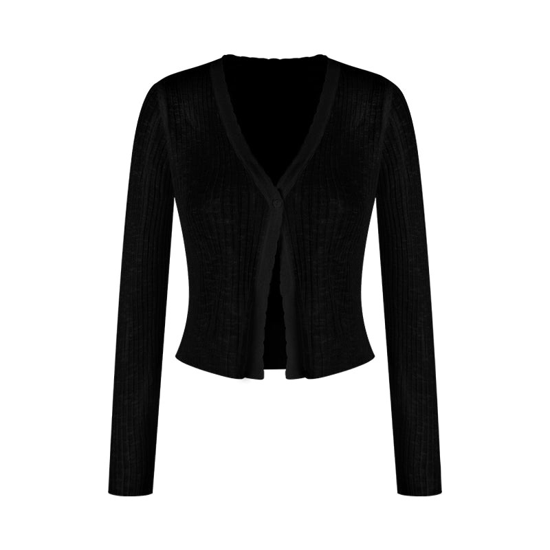 V-Neck Knit Cardigan – Lightweight Sheer Sun Protection Cover-Up (Available in 6 Colors)