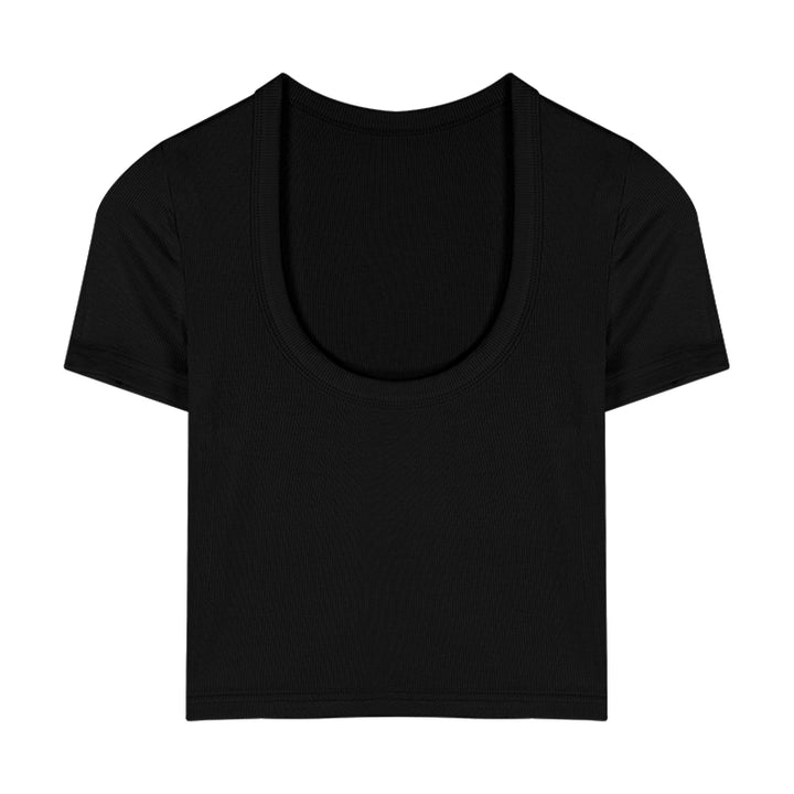 White Stretch Cotton Slim-Fit Short Sleeve Tee – Cropped Minimal Top (Available in 6 Colors)
