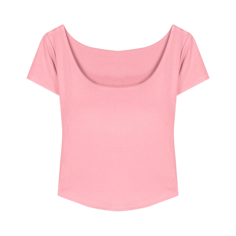 U-Neck Padded Short Sleeve Fitted Top – Pure Desire Style (Available in 4 Colors)
