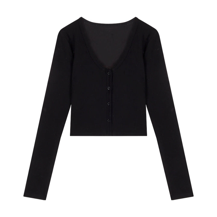 Black Knit Cardigan, Tube Top & Flared Pants Set – Trendy Three-Piece Casual Outfit