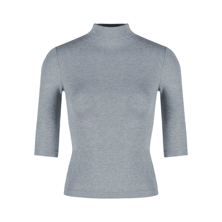 High-Neck Half-Sleeve Slim Fit Top – Elegant Korean Chic Style (Available in 4 Colors)