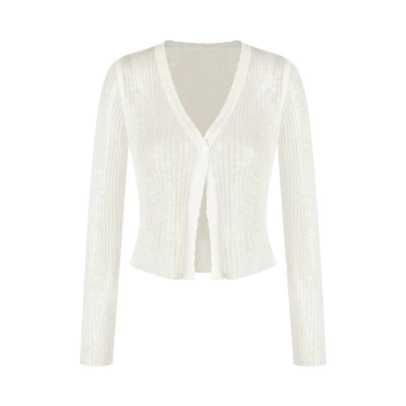 V-Neck Knit Cardigan – Lightweight Sheer Sun Protection Cover-Up (Available in 6 Colors)