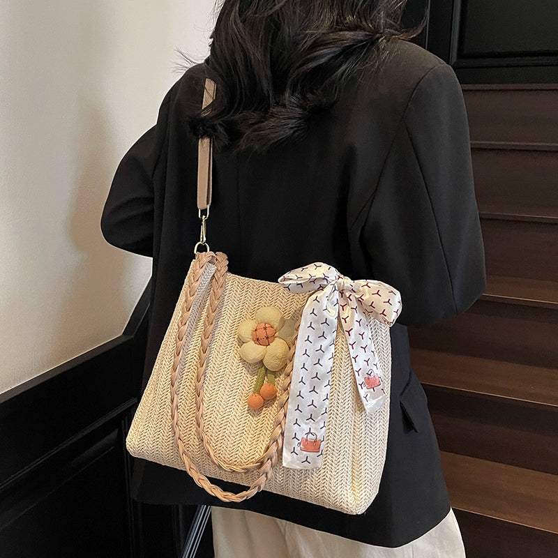 Woven Straw Tote Bag – 2025 Summer Handheld & Shoulder Beach Bag for Women (Available in 2 Types)