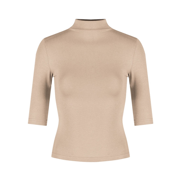 High-Neck Half-Sleeve Slim Fit Top – Elegant Korean Chic Style (Available in 4 Colors)