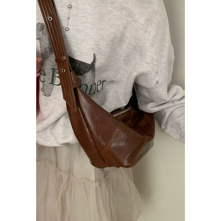 韩版复古新月形单肩包-简约大容量腋下斜挎包（4色可选）