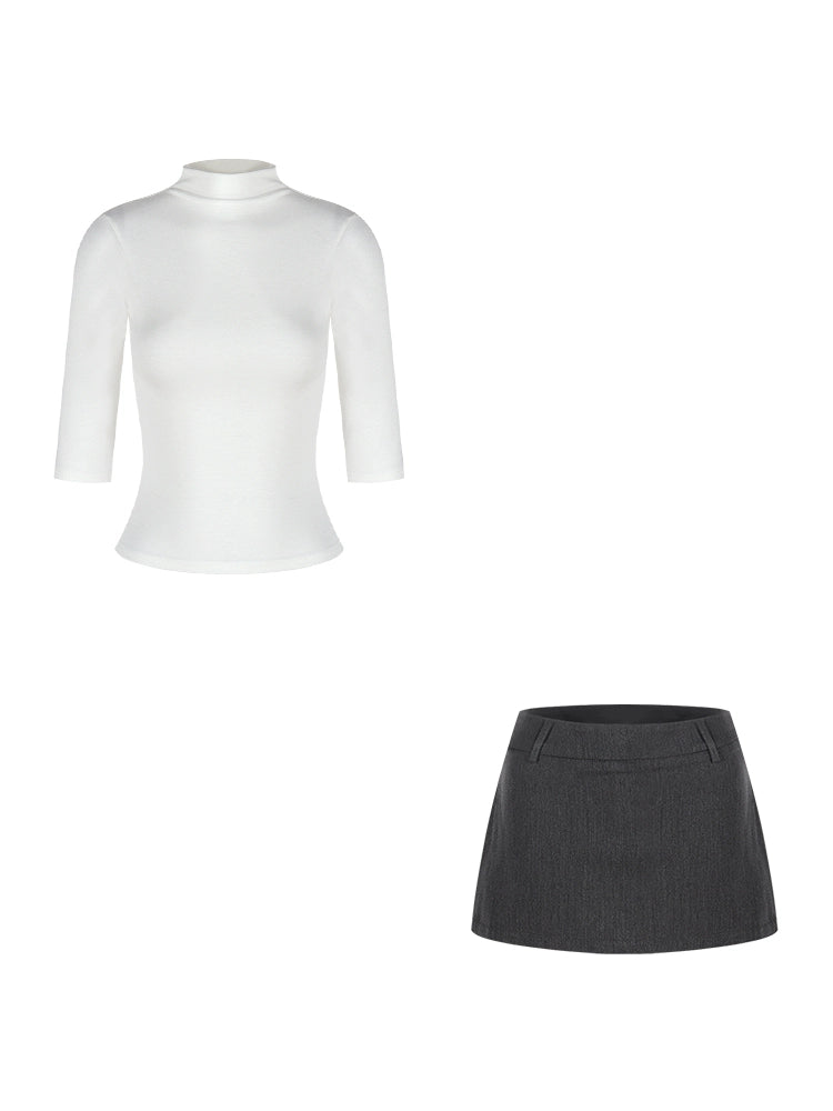 High-Neck Fitted Short Sleeve Top – Sexy Slim Korean Style (Available in 3 Colors)