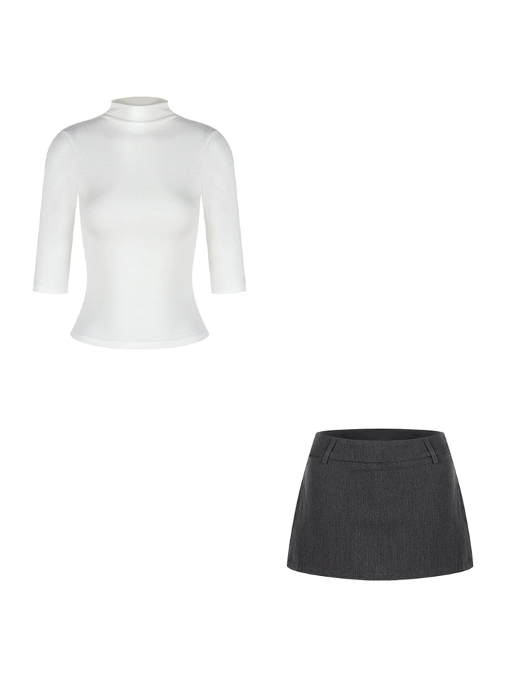 High-Neck Fitted Short Sleeve Top – Sexy Slim Korean Style (Available in 3 Colors)