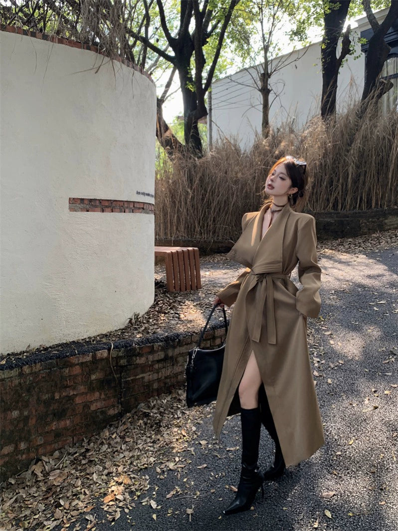 Elegant Oversized Trench Coat – Long Lapel Windbreaker Cardigan (Available in 2 Colors)