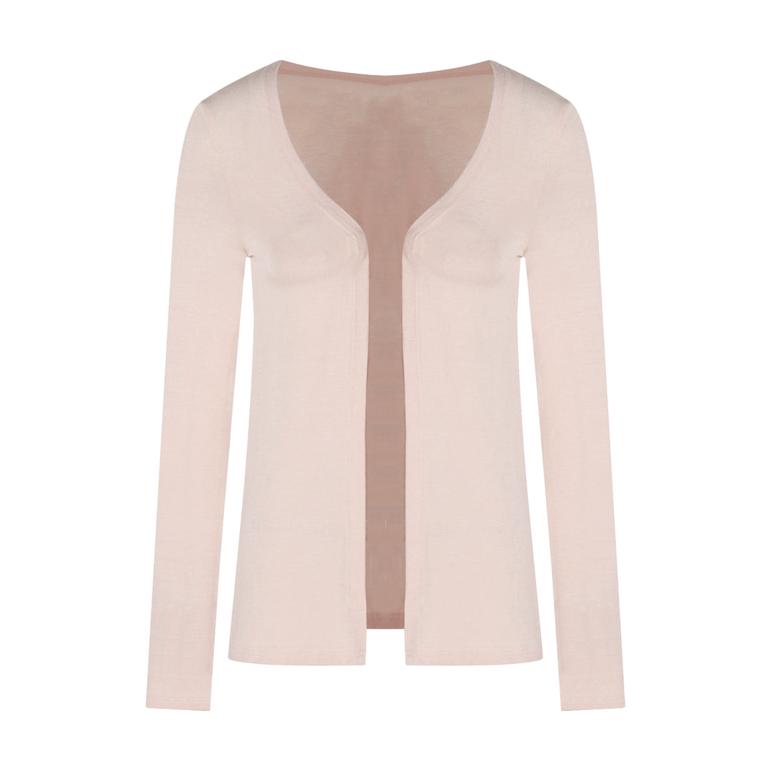 Pink Knit Cardigan & Tube Top Set – Two-Piece Slim Fit Outfit