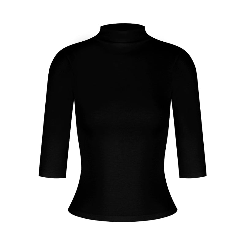 High-Neck Fitted Short Sleeve Top – Sexy Slim Korean Style (Available in 3 Colors)