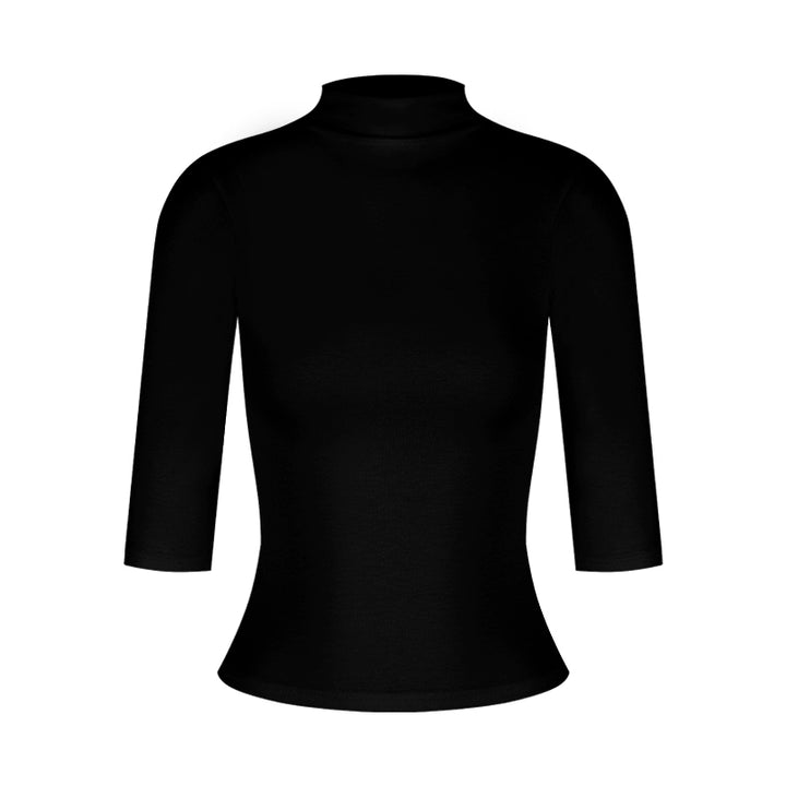 High-Neck Fitted Short Sleeve Top – Sexy Slim Korean Style (Available in 3 Colors)