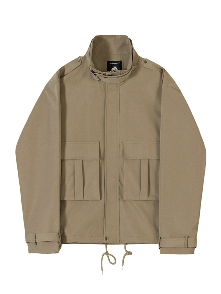 【レイヤード風】レトロワーク・ジップブルゾン（韓国ミニマル）