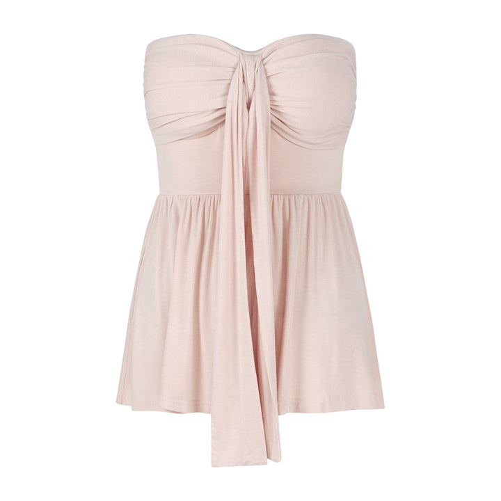 Pink Knit Cardigan & Tube Top Set – Two-Piece Slim Fit Outfit