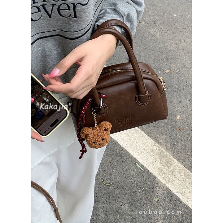 Korean Retro Bowling Handbag – Multi-Functional Shoulder & Crossbody Pillow Bag (Available in 4 Colors)