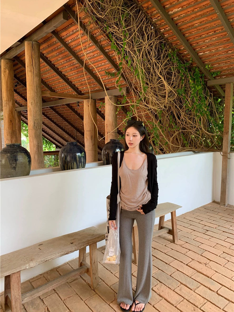 Gray Lightweight Knit Cardigan – Loose-Fit Long Sleeve Sun Protection Top (Available in 4 Colors)