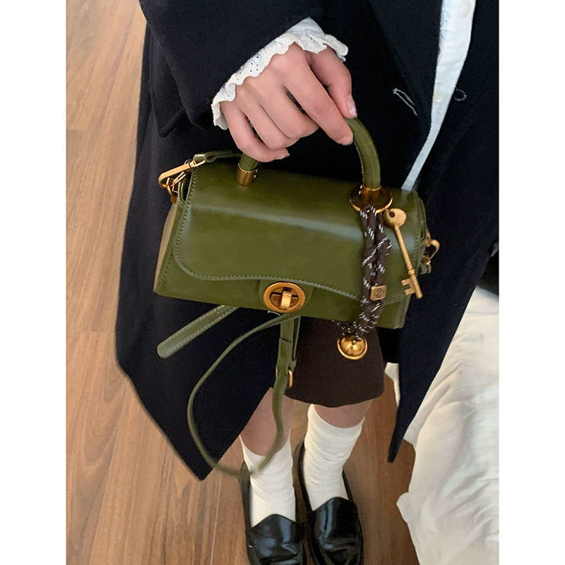 韩版复古通勤斜挎包-秋冬复古方形单肩手提包（4色可选）