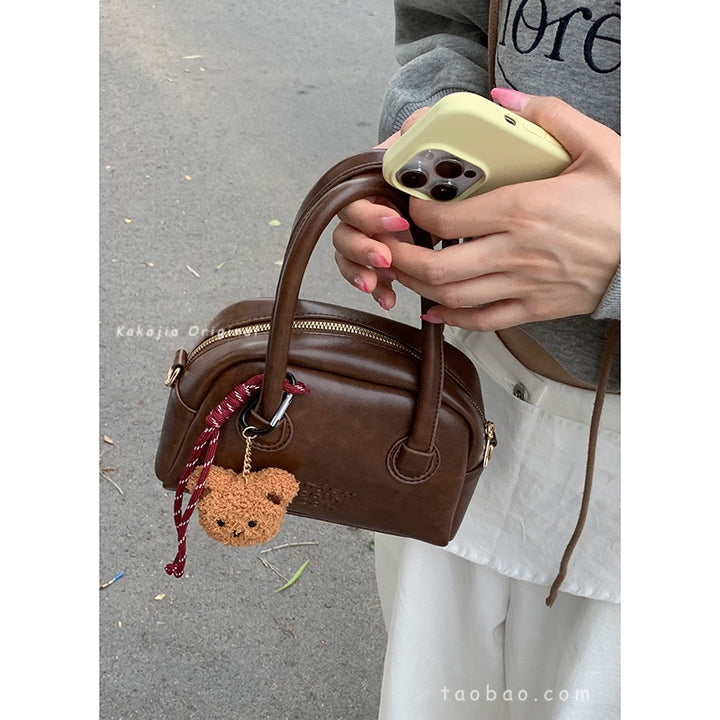 Korean Retro Bowling Handbag – Multi-Functional Shoulder & Crossbody Pillow Bag (Available in 4 Colors)