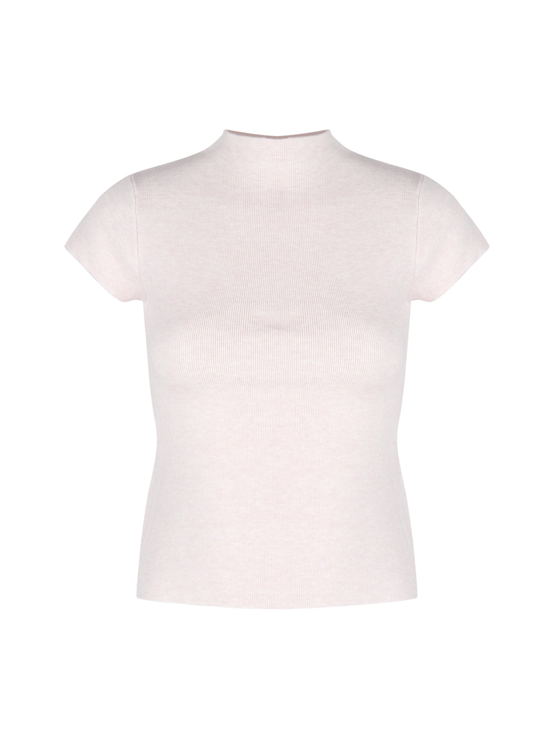 Mock Neck Ribbed Short Sleeve Knit Top – Slim Fit Cropped Tee(Available in 10 Colors)