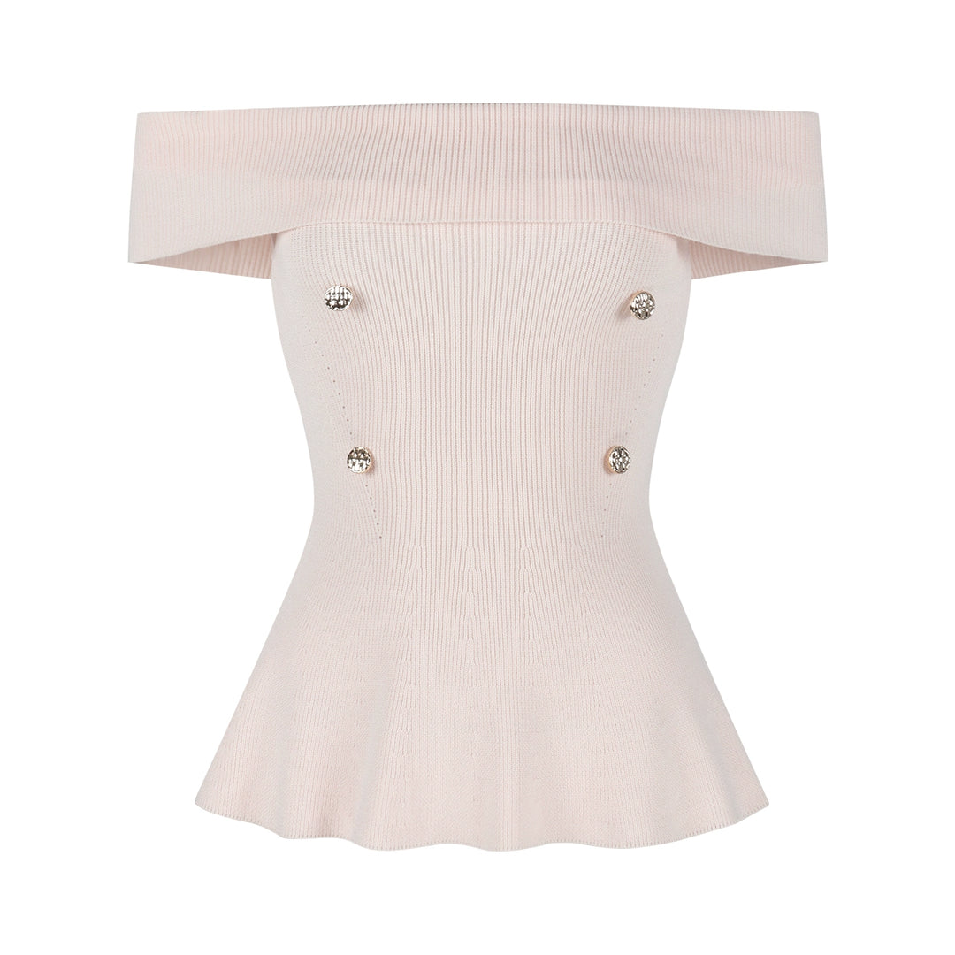 Off-Shoulder Knit Top – Slim-Fit Short Sleeve Cropped Tee (Available in 3 Colors)