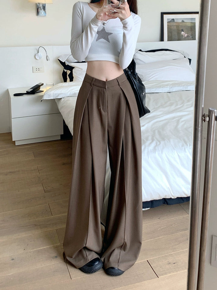 Black High-Waist Relaxed Suit Pants – Loose Wide-Leg Trousers (Available in 2 Colors)
