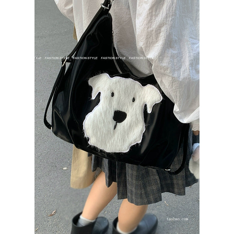 Cute Westie-Themed Tote Backpack – 2025 Korean Preppy Style Large Capacity Laptop Bag for Women (Available in 4 Colors)