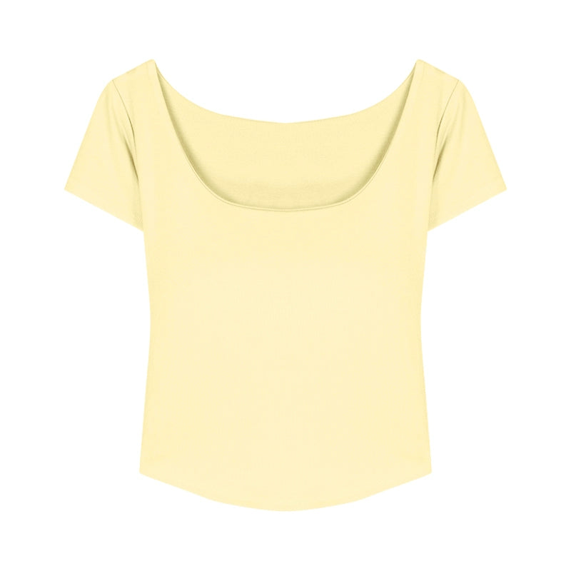 U-Neck Padded Short Sleeve Fitted Top – Pure Desire Style (Available in 4 Colors)