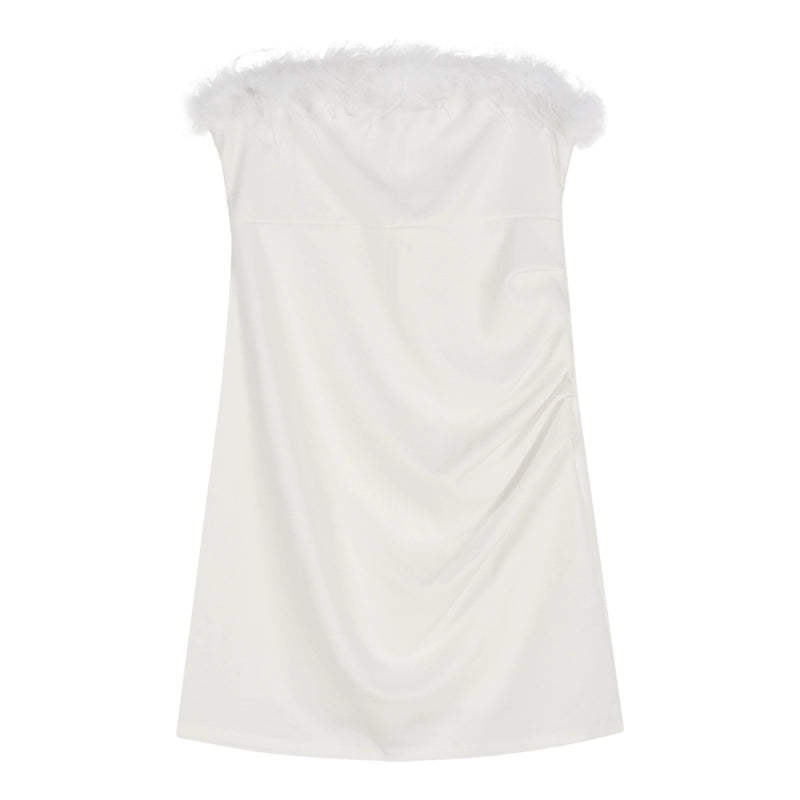 Off-Shoulder Feather Tube Mini Dress – Elegant Party Bodycon Dress (Available in 3 Colors)