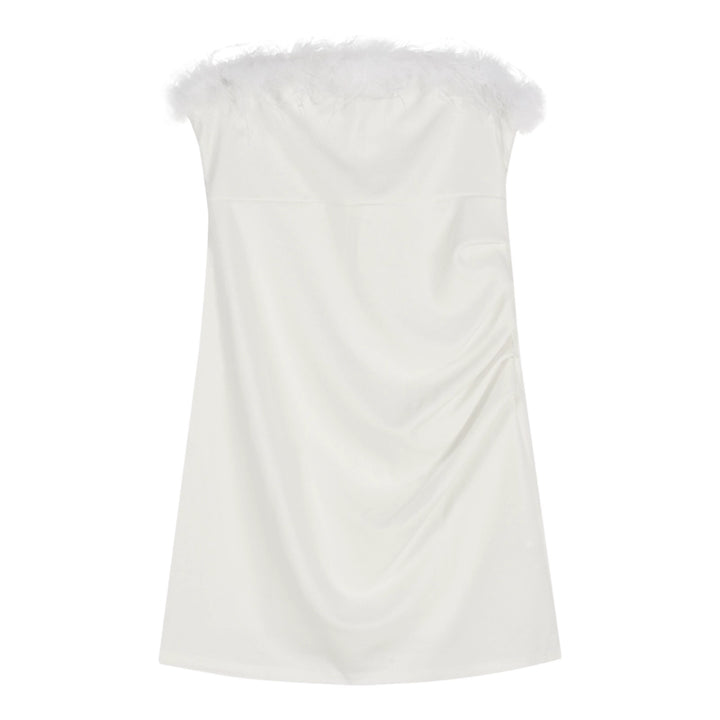 Off-Shoulder Feather Tube Mini Dress – Elegant Party Bodycon Dress (Available in 3 Colors)