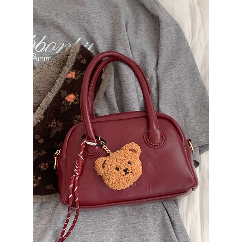 Korean Retro Bowling Handbag – Multi-Functional Shoulder & Crossbody Pillow Bag (Available in 4 Colors)