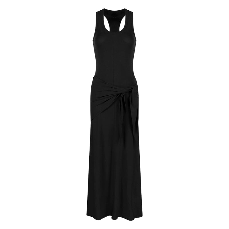 Đầm Maxi Ôm Body Không Tay Cổ Chữ U Màu Đen – Phong Cách Dự Tiệc Mùa Hè Ôm Vừa (Có 3 Màu)