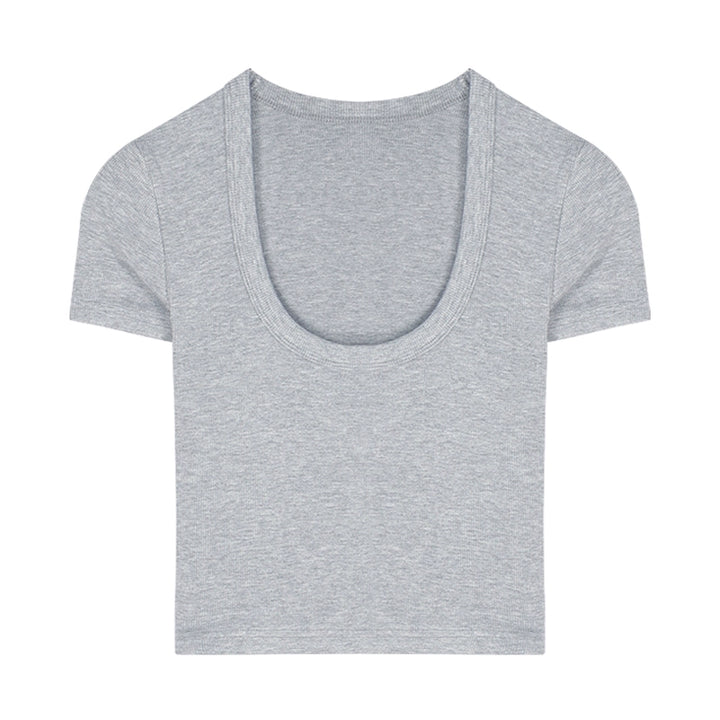 White Stretch Cotton Slim-Fit Short Sleeve Tee – Cropped Minimal Top (Available in 6 Colors)