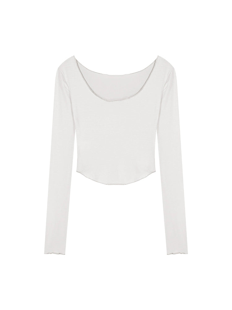 U-Neck Slim Fit Cropped Long Sleeve Top – Pure Desire Style (Available in 3 Colors)