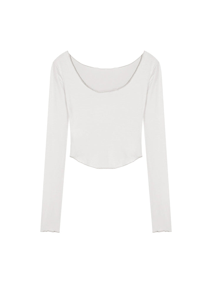 U-Neck Slim Fit Cropped Long Sleeve Top – Pure Desire Style (Available in 3 Colors)