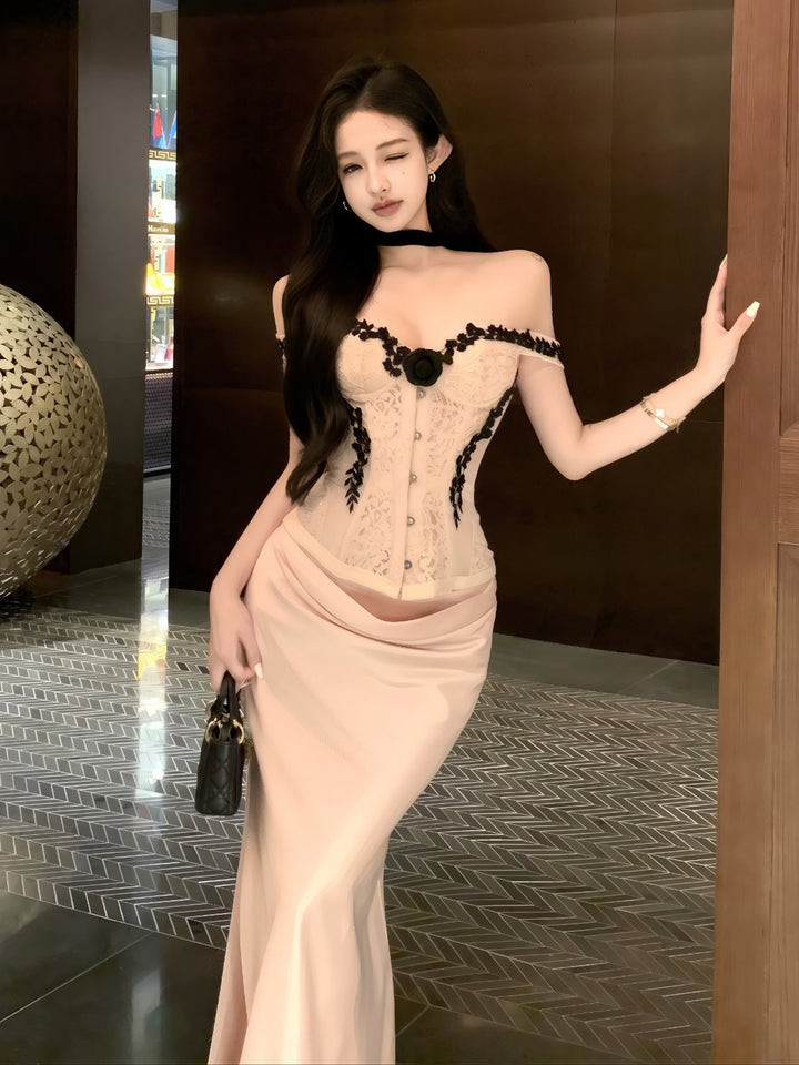 Elegant Satin Camisole Top & Mermaid Skirt Set – Pure Desire Style Two-Piece Dress