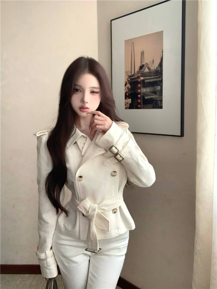 Navy Stand-Collar Trench Jacket – Elegant Slim-Fit British Style Coat (Available in 2 Colors)