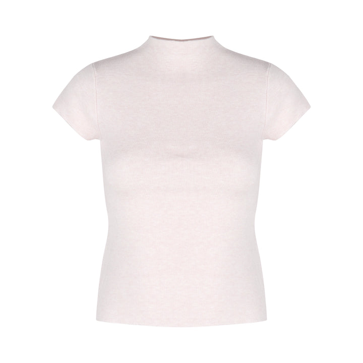 Mock Neck Ribbed Short Sleeve Knit Top – Slim Fit Cropped Tee(Available in 10 Colors)