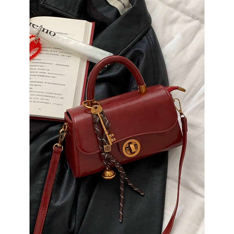 韩版复古通勤斜挎包-秋冬复古方形单肩手提包（4色可选）