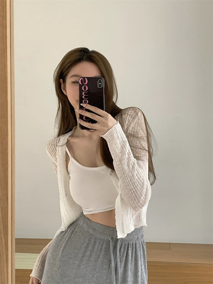 V-Neck Knit Cardigan – Lightweight Sheer Sun Protection Cover-Up (Available in 6 Colors)