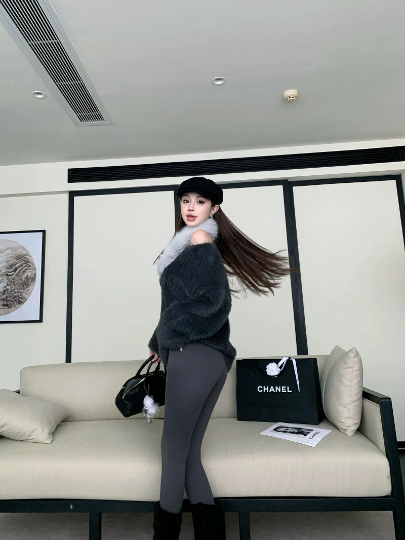 Cozy Off-Shoulder Fuzzy Knit Sweater (Available in 4 Colors)