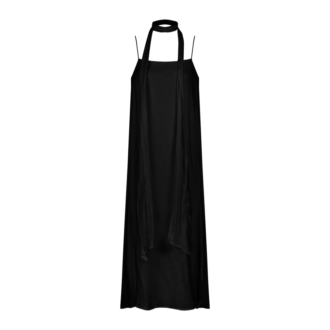 Elegant Ribbon Strap Sleeveless Maxi Dress – Hepburn Style Vacation Long Dress (Available in 2 Colors)