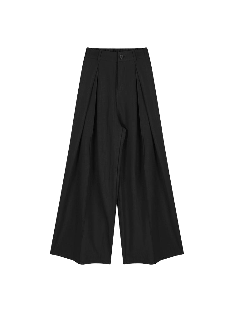 Black High-Waist Relaxed Suit Pants – Loose Wide-Leg Trousers (Available in 2 Colors)