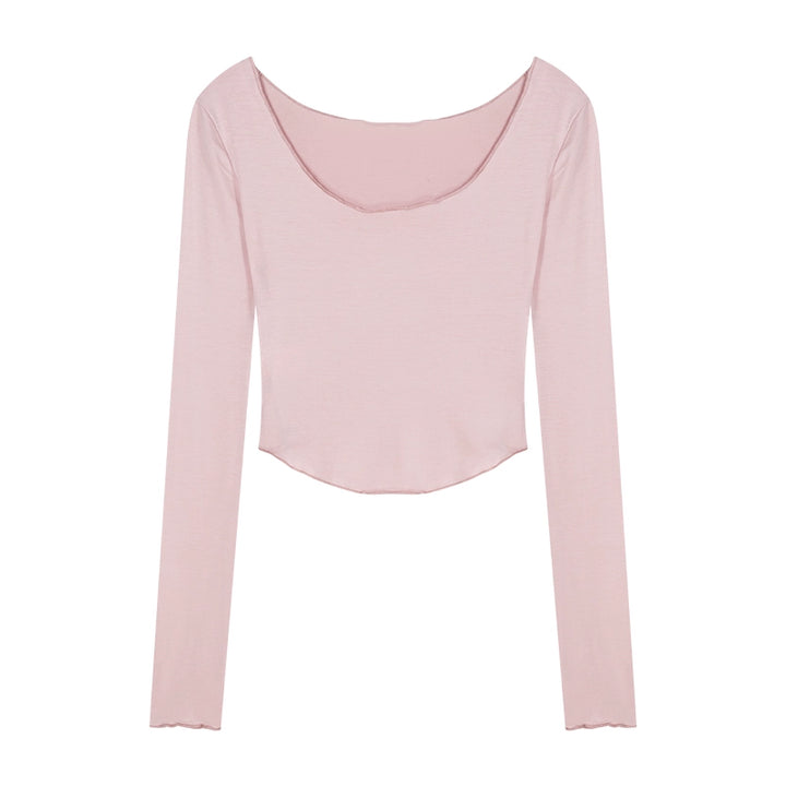 U-Neck Slim Fit Cropped Long Sleeve Top – Pure Desire Style (Available in 3 Colors)