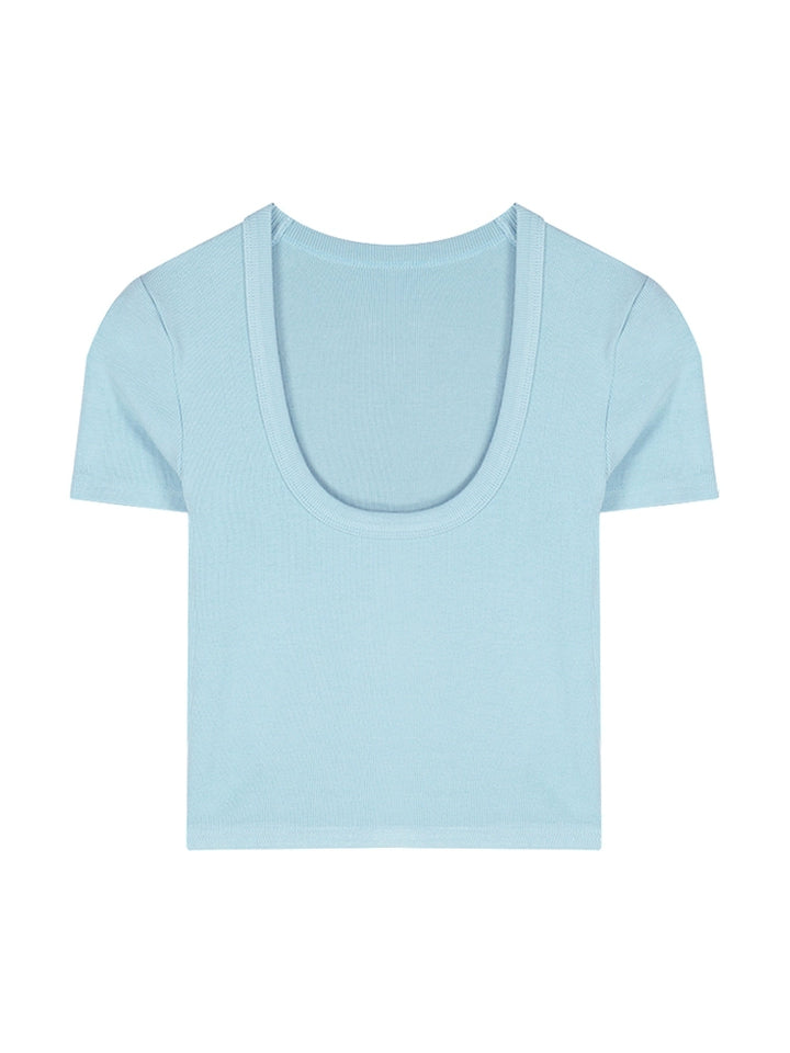 White Stretch Cotton Slim-Fit Short Sleeve Tee – Cropped Minimal Top (Available in 6 Colors)