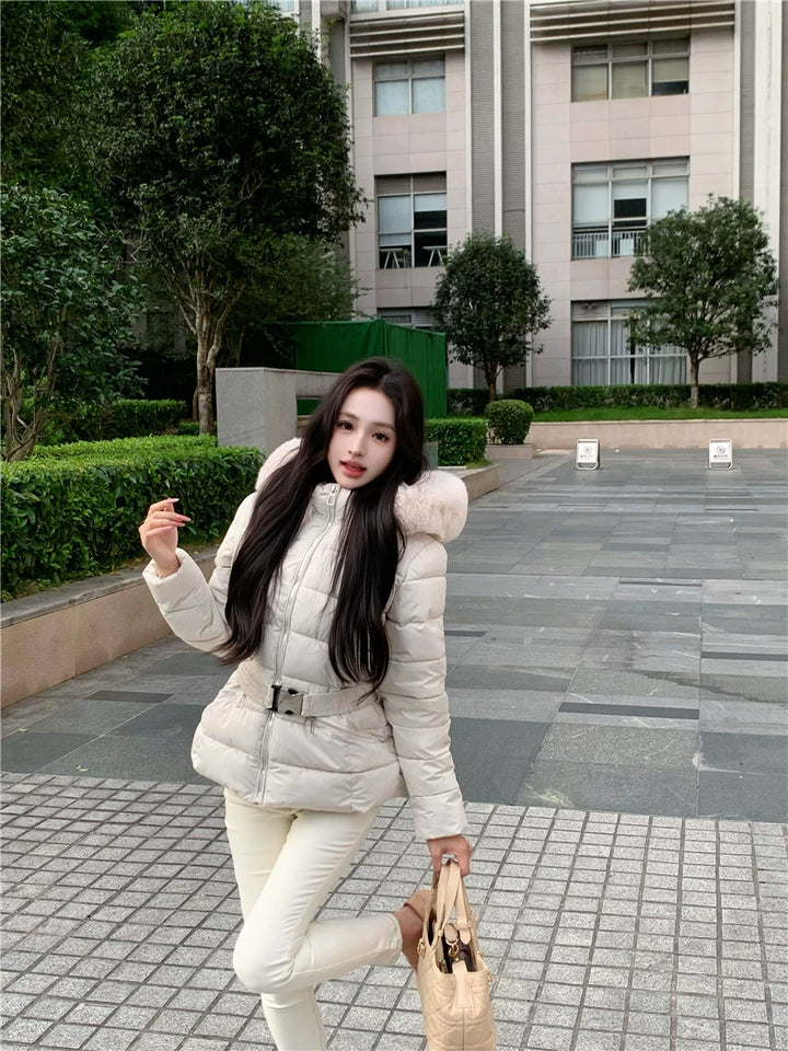 White Faux Fur Hooded Puffer Jacket – Warm Quilted Winter Coat (Available in 2 Colors)