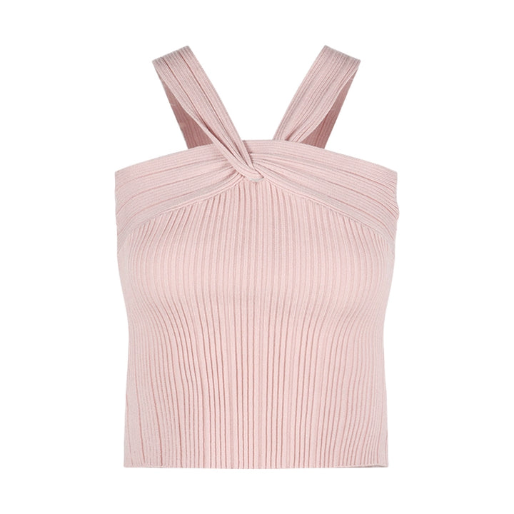 Pink Ribbed Knit Cami Top – Slim-Fit Cropped Tank