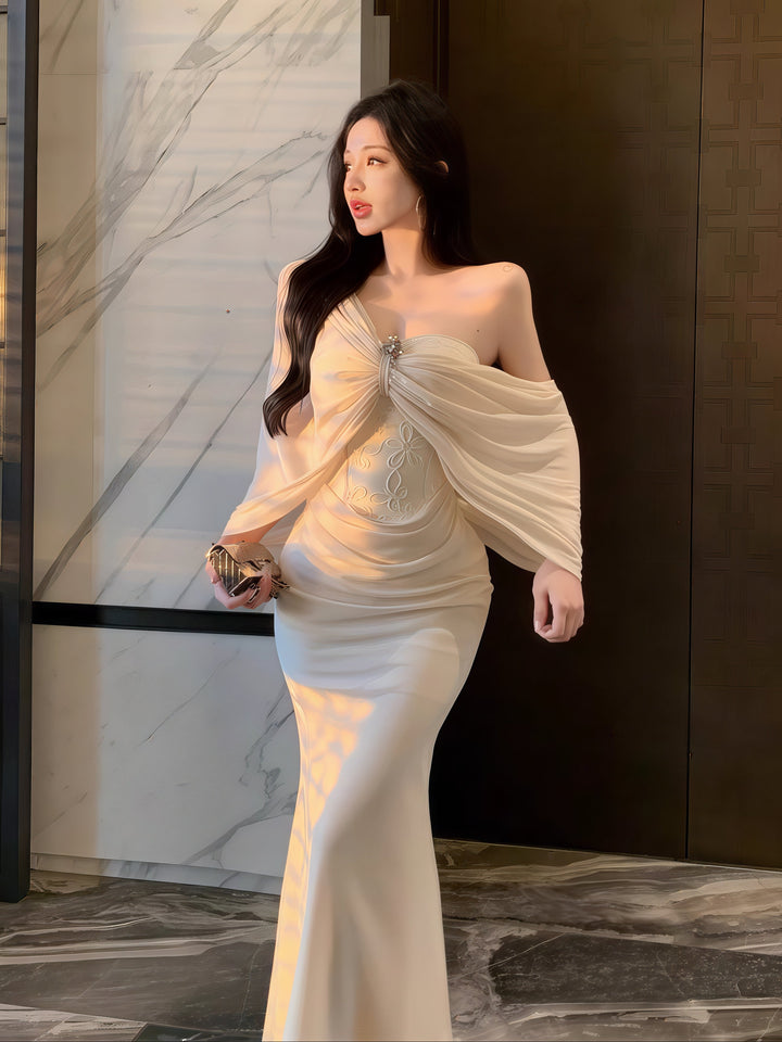 French-Style Strapless Mermaid Dress – Sexy Fishtail Bodycon Gown for Party Nights