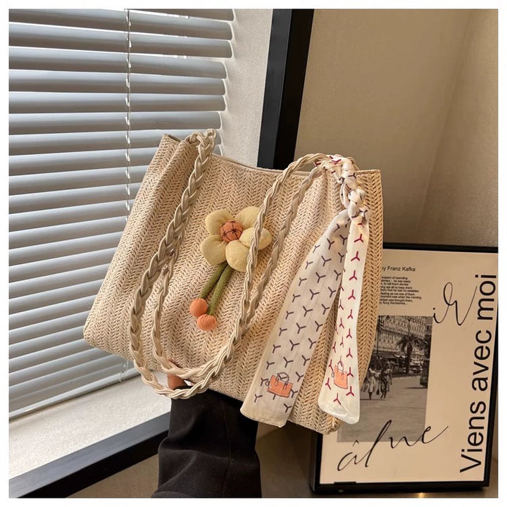 Woven Straw Tote Bag – 2025 Summer Handheld & Shoulder Beach Bag for Women (Available in 2 Types)